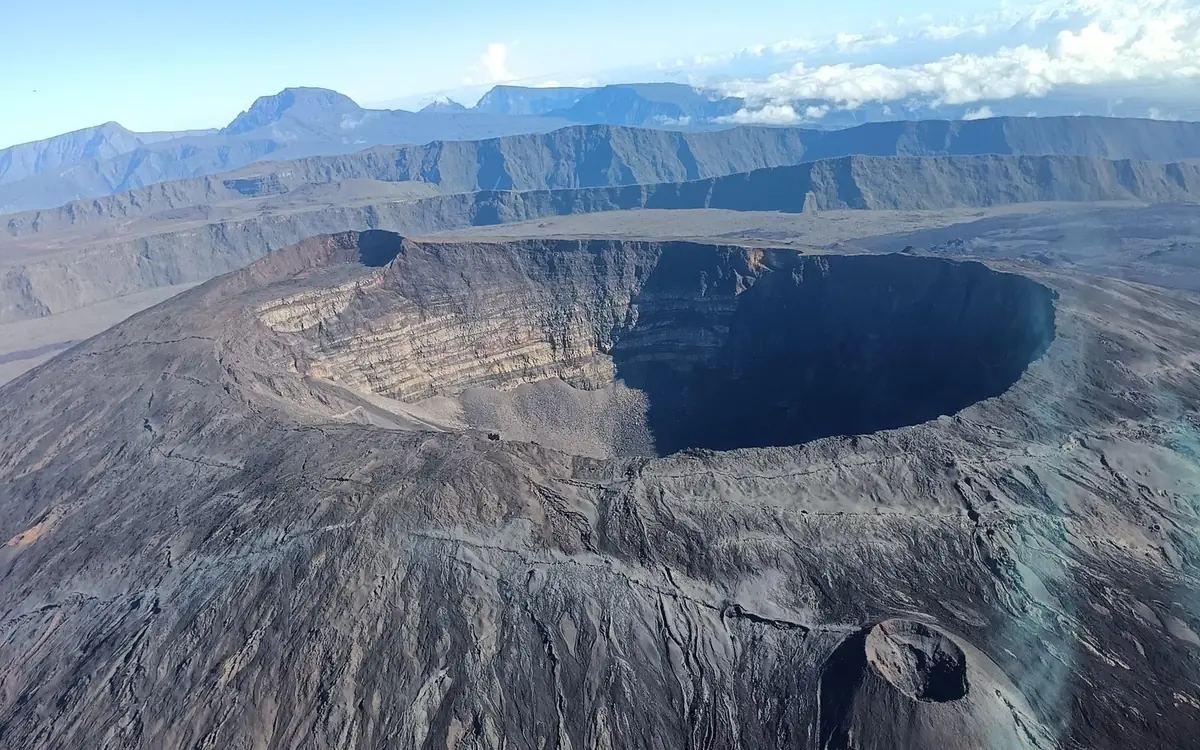 Cloud over the high plain of Reunion Island seen from the air