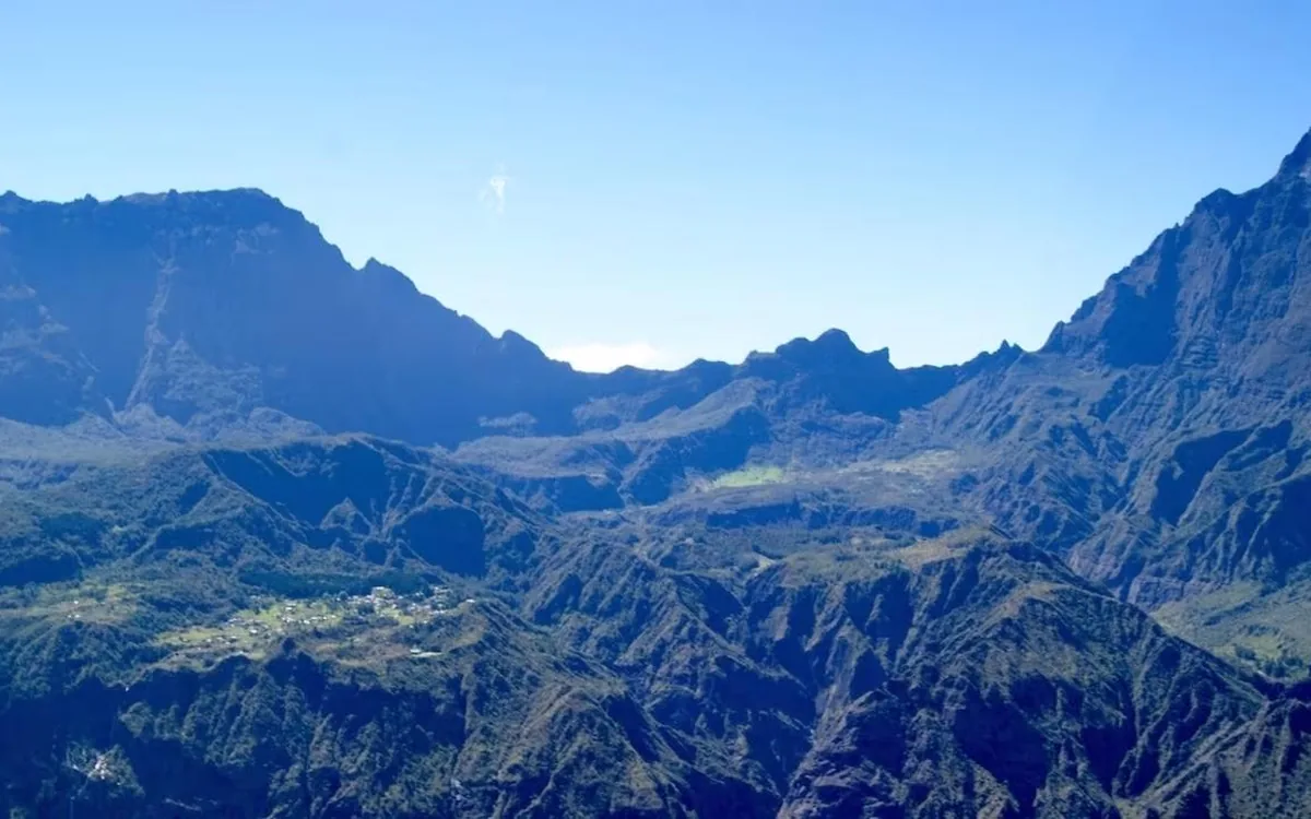 A microlight over the west coast of Reunion Island